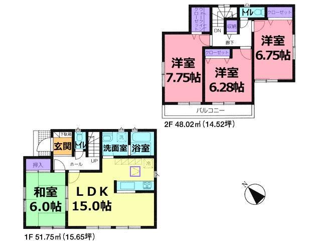 Floor plan. 26,800,000 yen, 4LDK, Land area 100.33 sq m , Building area 99.77 sq m