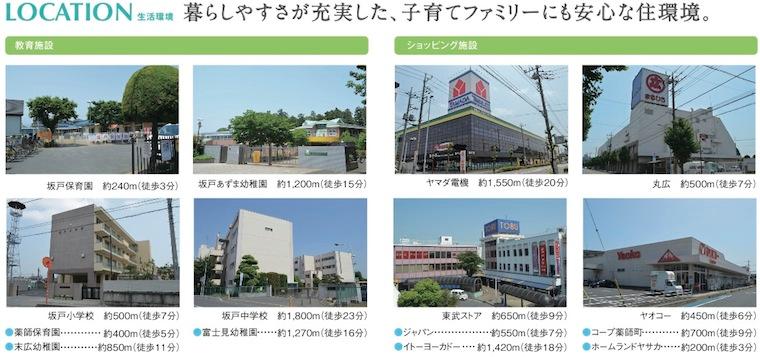 kindergarten ・ Nursery. Sakado nursery school other educational facilities, 240m nursery school to shopping facilities, primary school, Junior high school is within walking distance. Shopping facilities are located within walking distance of many. 