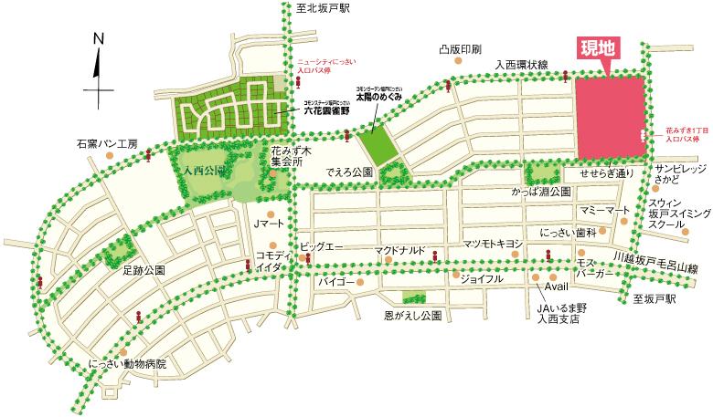 Local guide map. Cityscape Landscape Award was also awarded, Lush town "Sakado Nissai Hana Mizuki". It is also substantial commercial facility, A new suburban residents have been suggestions. 