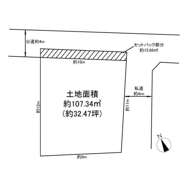 Compartment figure. Land price 11.9 million yen, Land area 107.34 sq m