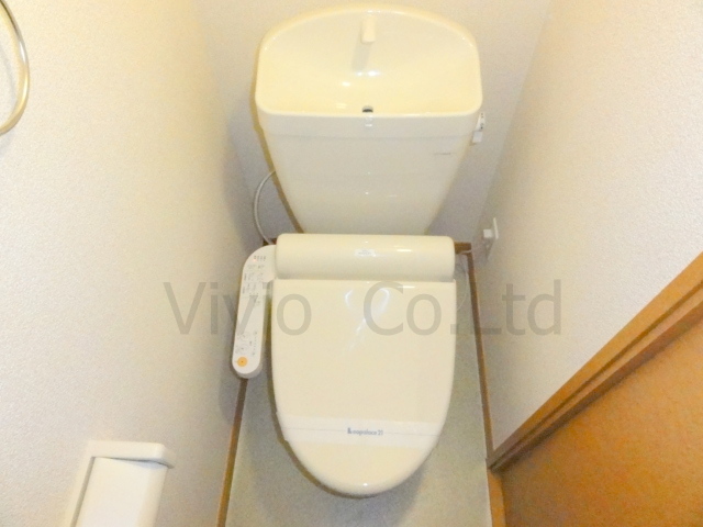 Toilet. It is with warm water washing toilet seat.