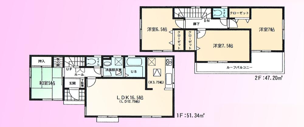 Floor plan. 18,800,000 yen, 4LDK, Land area 104.29 sq m , Building area 98.54 sq m