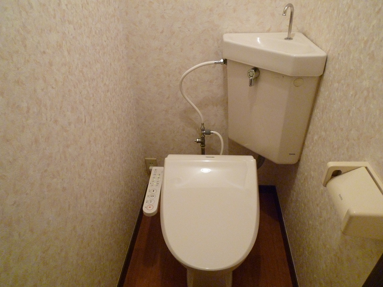 Toilet. Cleaning feature with toilet seat!