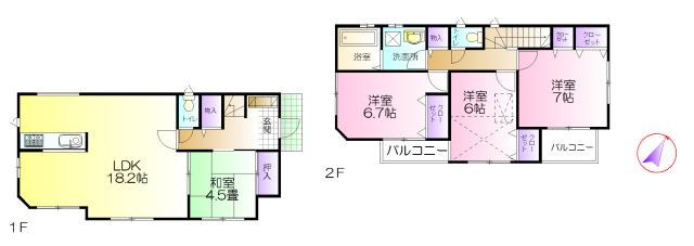 Floor plan. (Building 2), Price 24,800,000 yen, 4LDK, Land area 111.61 sq m , Building area 99.62 sq m