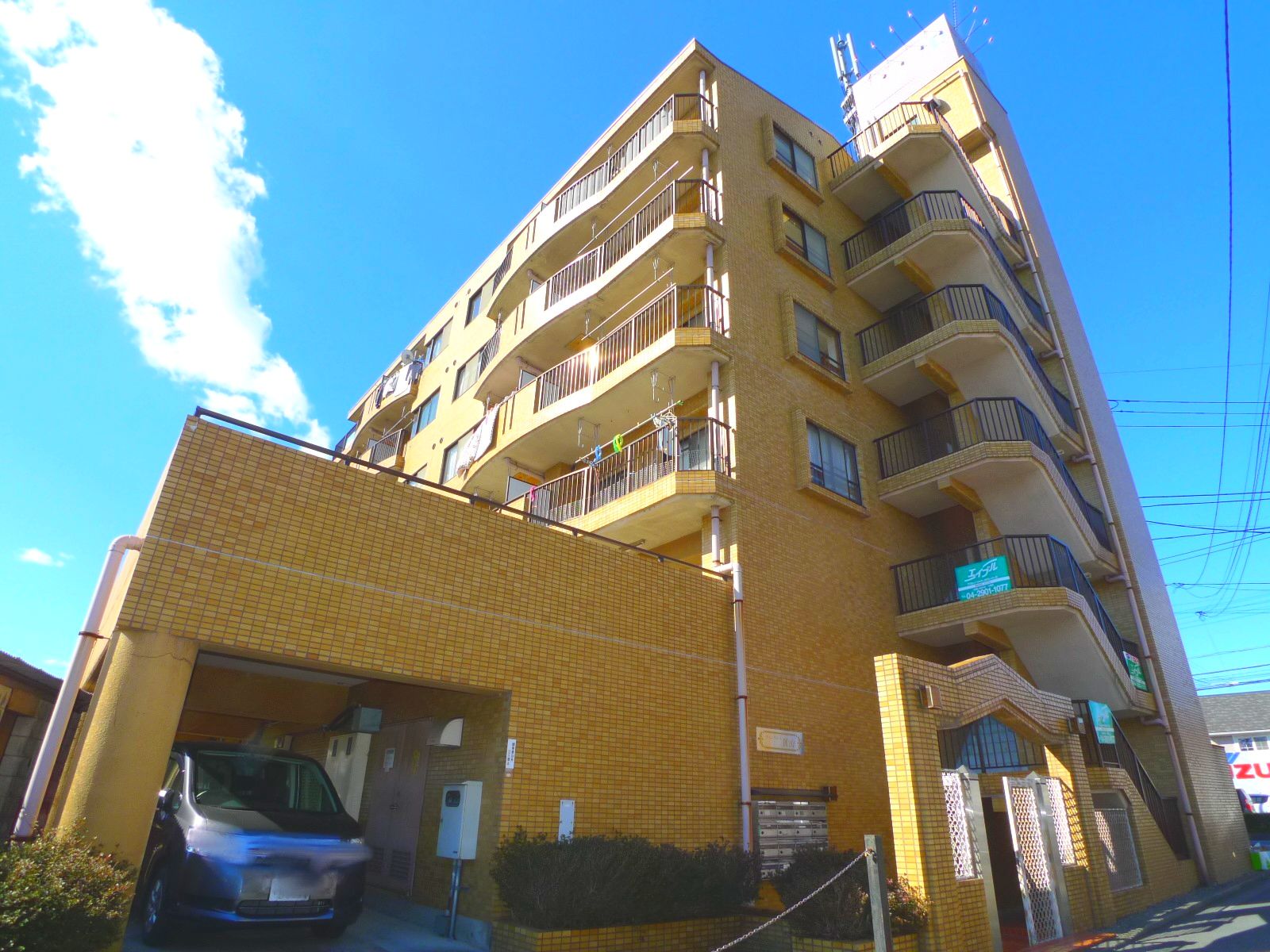 Building appearance. Sunny