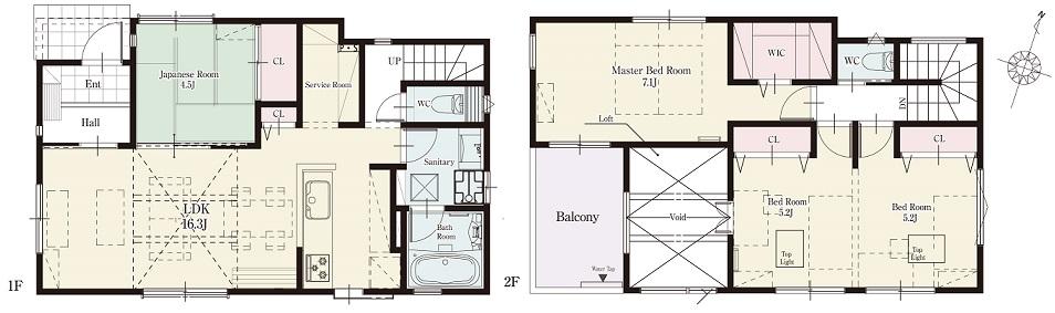 Floor plan. (Building 2), Price 47,800,000 yen, 4LDK, Land area 106 sq m , Building area 97.19 sq m
