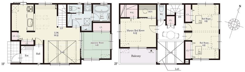 Floor plan. (3 Building), Price 49,800,000 yen, 4LDK, Land area 106 sq m , Building area 98.74 sq m