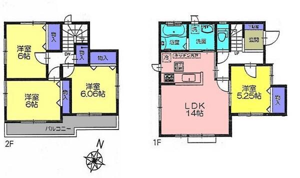 Floor plan. 27,800,000 yen, 4LDK, Land area 94.77 sq m , Building area 91.08 sq m