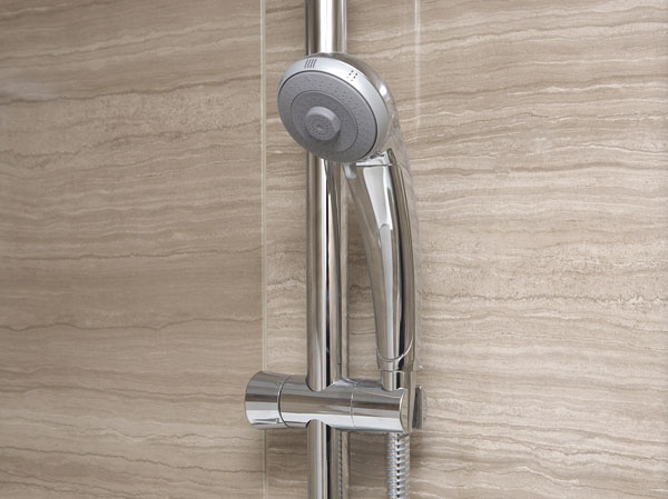 Bathing-wash room.  [3WAY massage shower head] Has adopted a shower head with a massage effect can taste function at the touch of a button.