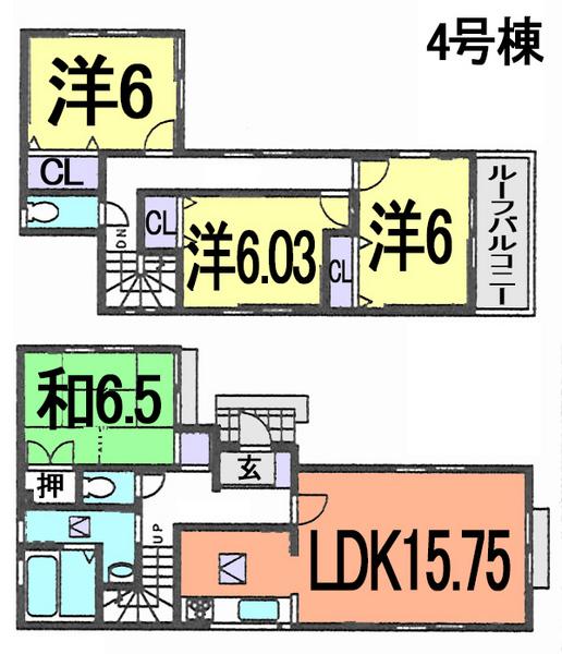 Floor plan. (4 Building), Price 24,800,000 yen, 4LDK, Land area 102.5 sq m , Building area 99.36 sq m