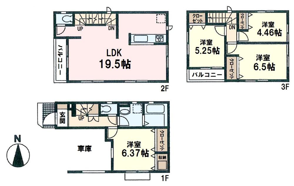 Floor plan. (1 Building), Price 41,900,000 yen, 4LDK, Land area 68.68 sq m , Building area 113.31 sq m
