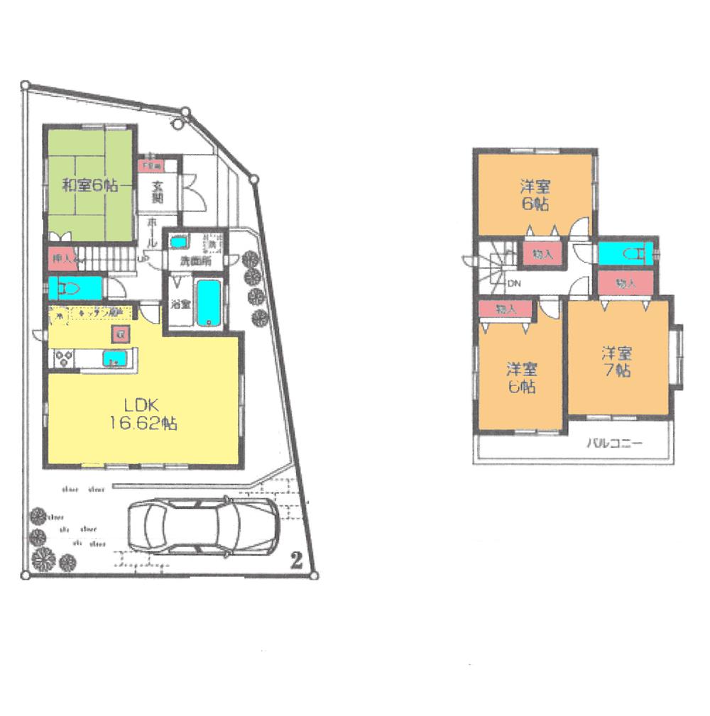 Floor plan. (Building 2), Price 43,800,000 yen, 4LDK, Land area 110.06 sq m , Building area 96.05 sq m
