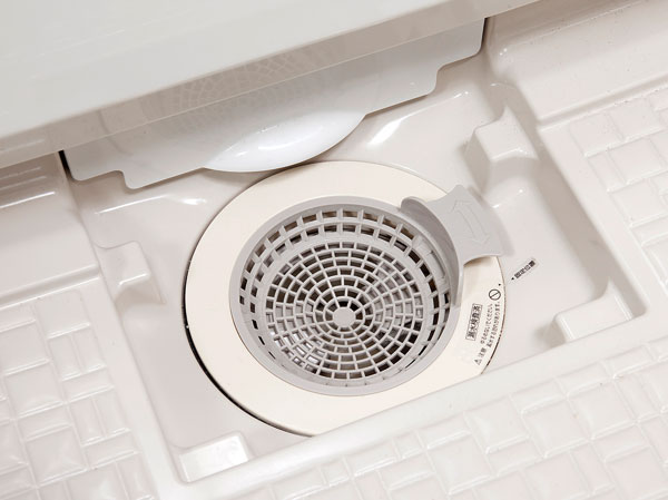 Bathing-wash room.  [Kururin poi drainage port] To generate a vortex at the time of the drainage, This function is used to With less dirt to drain outlet in its power.