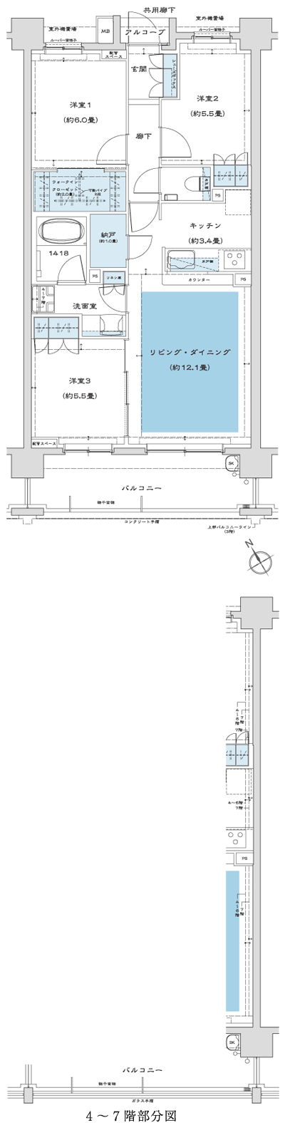 Floor: 3LDK + WIC + N, the occupied area: 73.33 sq m, Price: 45,780,000 yen, now on sale