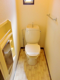 Toilet. Window with bright toilet