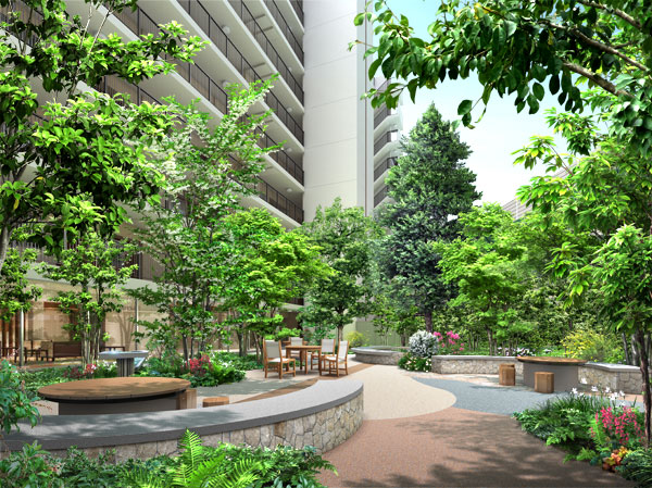 Features of the building.  [Season patio] (Rendering)