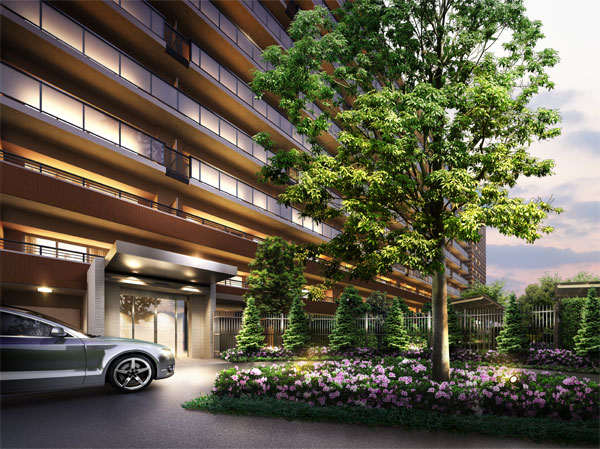 Features of the building.  [Porte-cochere] (Rendering)