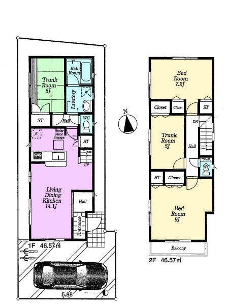 Floor plan. 39,800,000 yen, 2LDK + 2S (storeroom), Land area 91.68 sq m , Building area 93.14 sq m