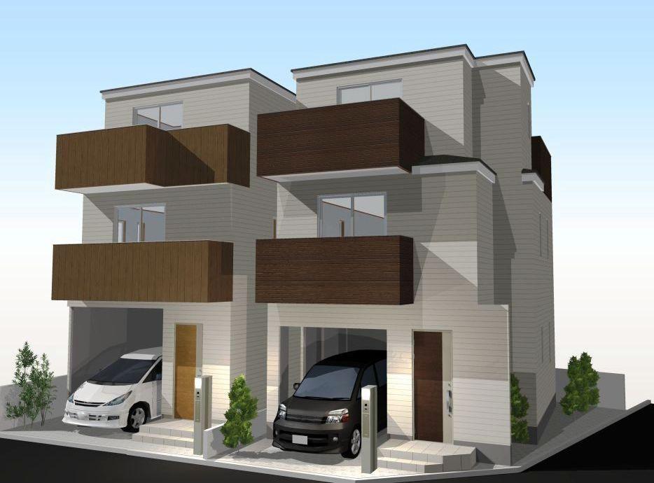 Building plan example (exterior photos). Building plan example: A No. locations (right) Building price 15.2 million yen, Building area 99.63 sq m (including built-in garage 10.53 sq m), No. B areas (left) building price 15.5 million yen, Building area 100.84 sq m (including built-in garage 10.53 sq m)