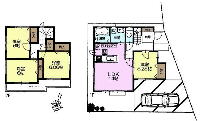 Floor plan. 27,800,000 yen, 4LDK, Land area 94.77 sq m , Building area 91.08 sq m