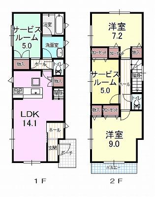 Floor plan. 39,800,000 yen, 2LDK+S, Land area 91.68 sq m , Building area 93.14 sq m