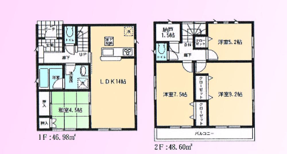 Floor plan. Price 19,800,000 yen, 4LDK+S, Land area 115.34 sq m , Building area 95.58 sq m