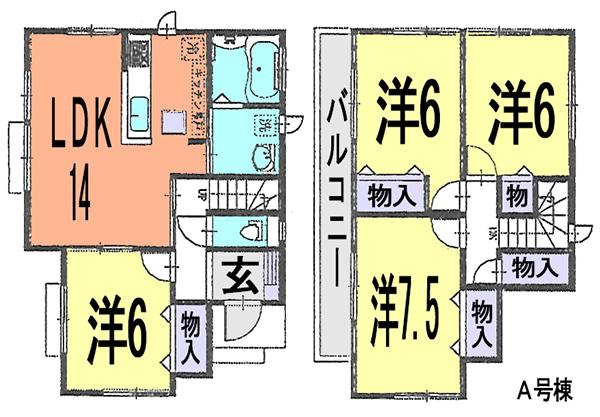 Floor plan. (A Building), Price 23.8 million yen, 4LDK, Land area 102.1 sq m , Building area 93.98 sq m