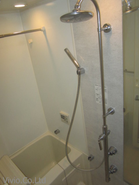 Bath. Bathroom with shower, such as hotels