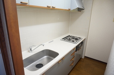 Kitchen. 3-neck gas stove and a system kitchen with grill