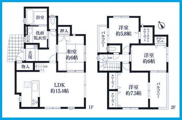 Floor plan. 39,800,000 yen, 4LDK, Land area 107.32 sq m , Building area 100.81 sq m