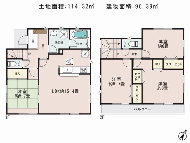Floor plan. 31,800,000 yen, 4LDK, Land area 114.32 sq m , Building area 96.39 sq m floor plan
