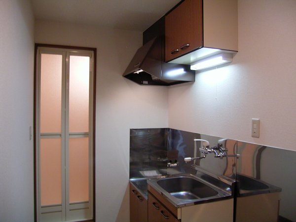 Kitchen. Two-necked gas stove installation Allowed