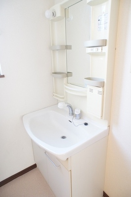 Washroom. Storage rack is useful Dresser