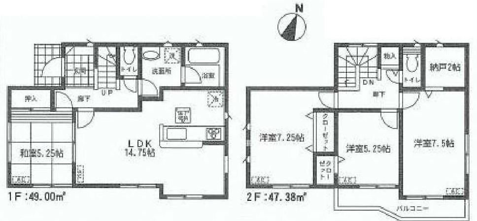 Floor plan. 27,800,000 yen, 4LDK + S (storeroom), Land area 129.58 sq m , Building area 96.38 sq m