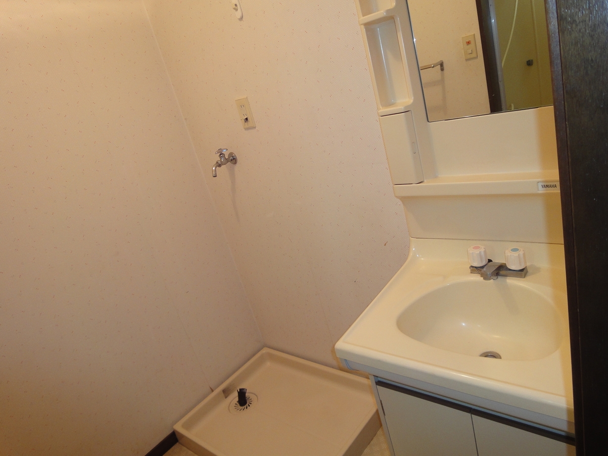 Washroom. Independent wash basin and washing machine yard