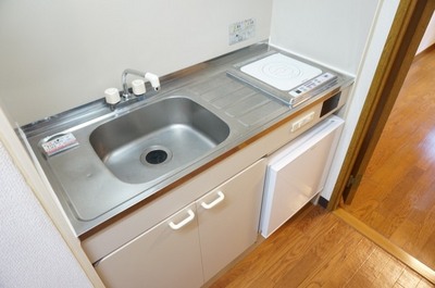 Kitchen. It comes with a refrigerator