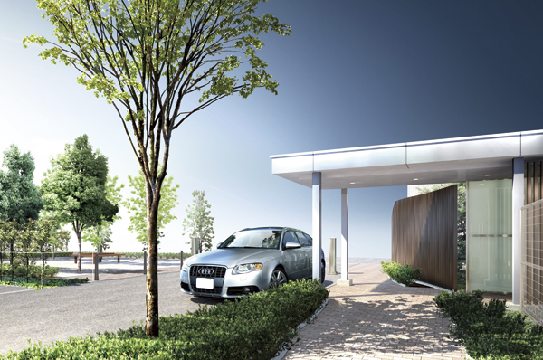 Set up a hotel-like carriage porch in the sub entrance provided on the opposite side of the sub entrance Exterior - Rendering the main entrance