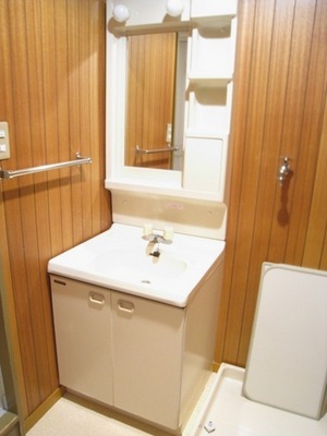 Washroom. Independent wash basin and washing machine inside the room (with waterproof bread)