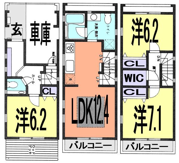 Floor plan. 24,900,000 yen, 3LDK, Land area 50 sq m , Building area 90.3 sq m