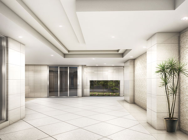 Buildings and facilities. In the previous which passed through the entrance, Entrance Hall full of tolerance to welcome the person who live. Calm deep space and space design with depth and latitude is, It prompts the switching of the feelings from ON to OFF. By using a textured material, It was tailored to the elegant impression worthy of Yingbin space.  ※ Entrance Hall Rendering