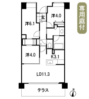 Floor: 3LDK + WTC, the occupied area: 63 sq m