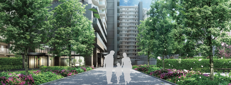 The gracefully welcome to the abode, Approach of green scenery <gate Street (drive way)> (gate Street (drive way) Rendering ※ 1)