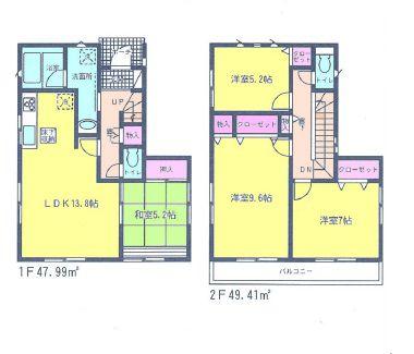 Floor plan. (9 Building), Price 36,800,000 yen, 4LDK, Land area 100.6 sq m , Building area 97.4 sq m