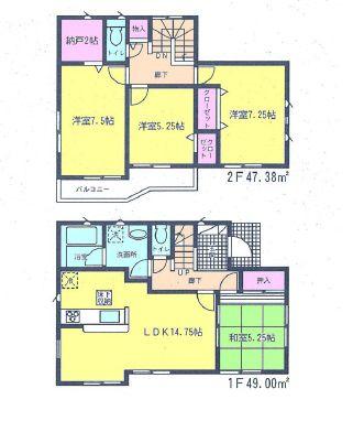 Floor plan. (8 Building), Price 41,800,000 yen, 4LDK+S, Land area 100.1 sq m , Building area 96.38 sq m