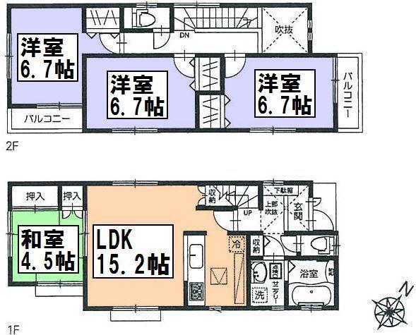 Floor plan. (4 Building), Price 36,800,000 yen, 4LDK, Land area 111.05 sq m , Building area 96.05 sq m