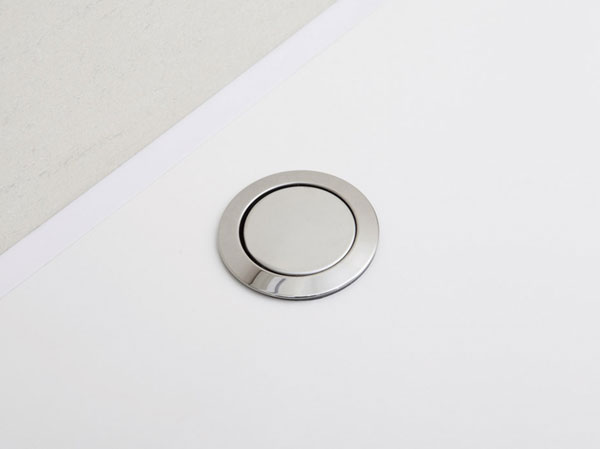 Bathing-wash room.  [One push drainage plug] With one push is a drain plug that can open and close of the bathtub drain outlet. Eliminating the chain, We consider the usability.