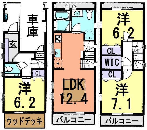 Floor plan. 24,900,000 yen, 3LDK, Land area 50 sq m , Building area 90.3 sq m