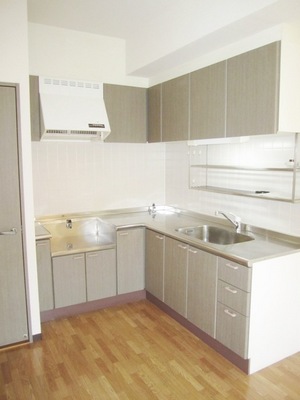 Kitchen. Two-burner gas stove can be installed