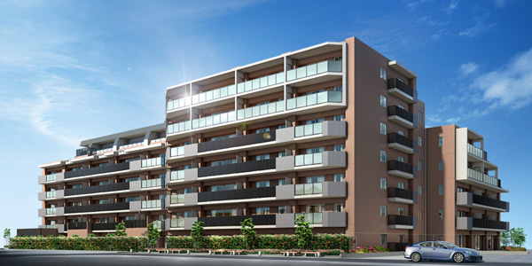 Buildings and facilities. Premonition of new life. Casually residence wears a fine. Chic flavor deep earth color, Shoot the presence and quality beyond the time. It has achieved such appearance. (Exterior view)