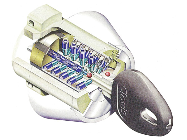 Security.  [Difficult cylinder key is illegal duplication] It was it difficult to illegal copy at about 5 trillion theory key difference between the number of ways. (Conceptual diagram)
